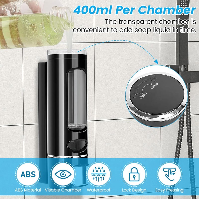Kytree Wall Mounted Hand Liquid Soap Dispenser, 400ml Bathroom Shower Dispenser Gel Container Shower Pump Dispenser and Organizer for Bathroom Kitchen Hotel, Refillable Liquid Lotion Soap Dispenser - Image 5